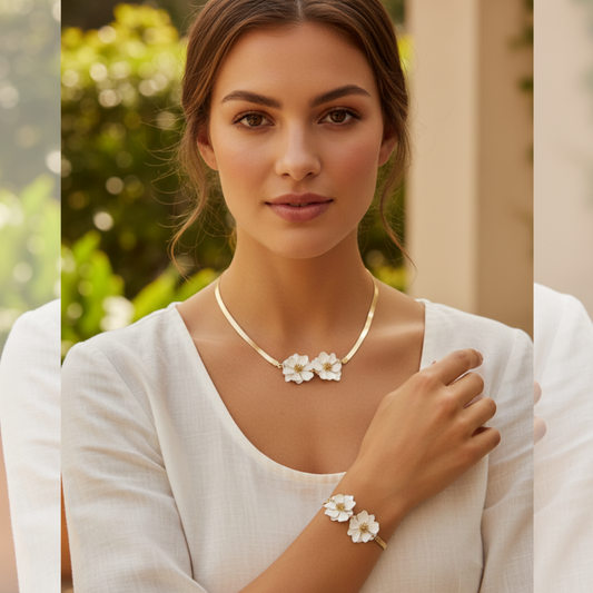 Willow Rise, Rose Pink floral Set (Silver)