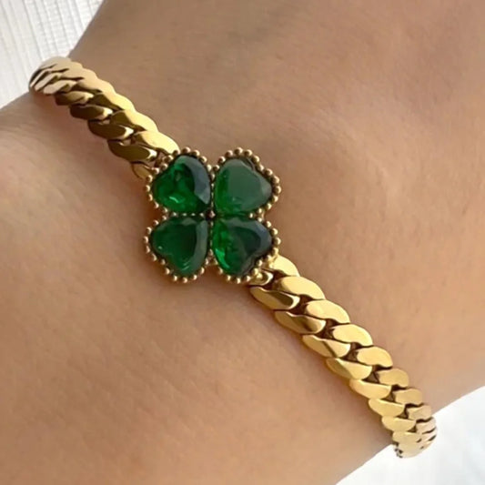 Saffron Sky,Green Flower bracelet
