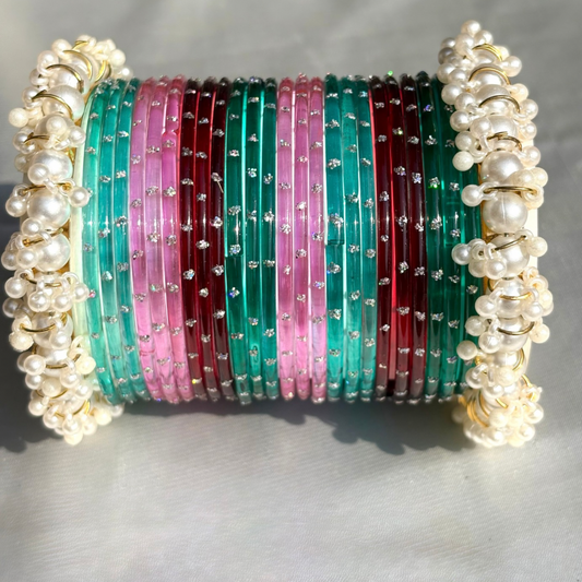 Raindrop Glass Bangels Set