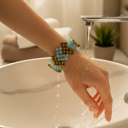 Aqua Blossom Cuff (Handmade)
