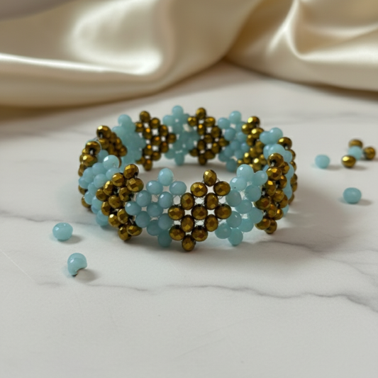 Aqua Blossom Cuff (Handmade)