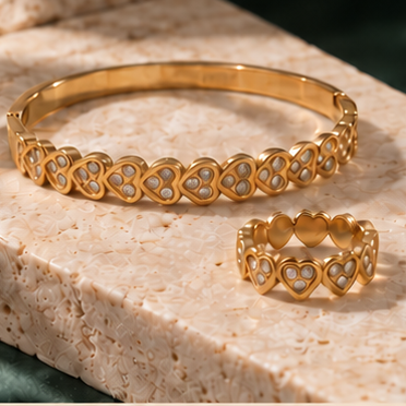Heart link Bangle & Ring set