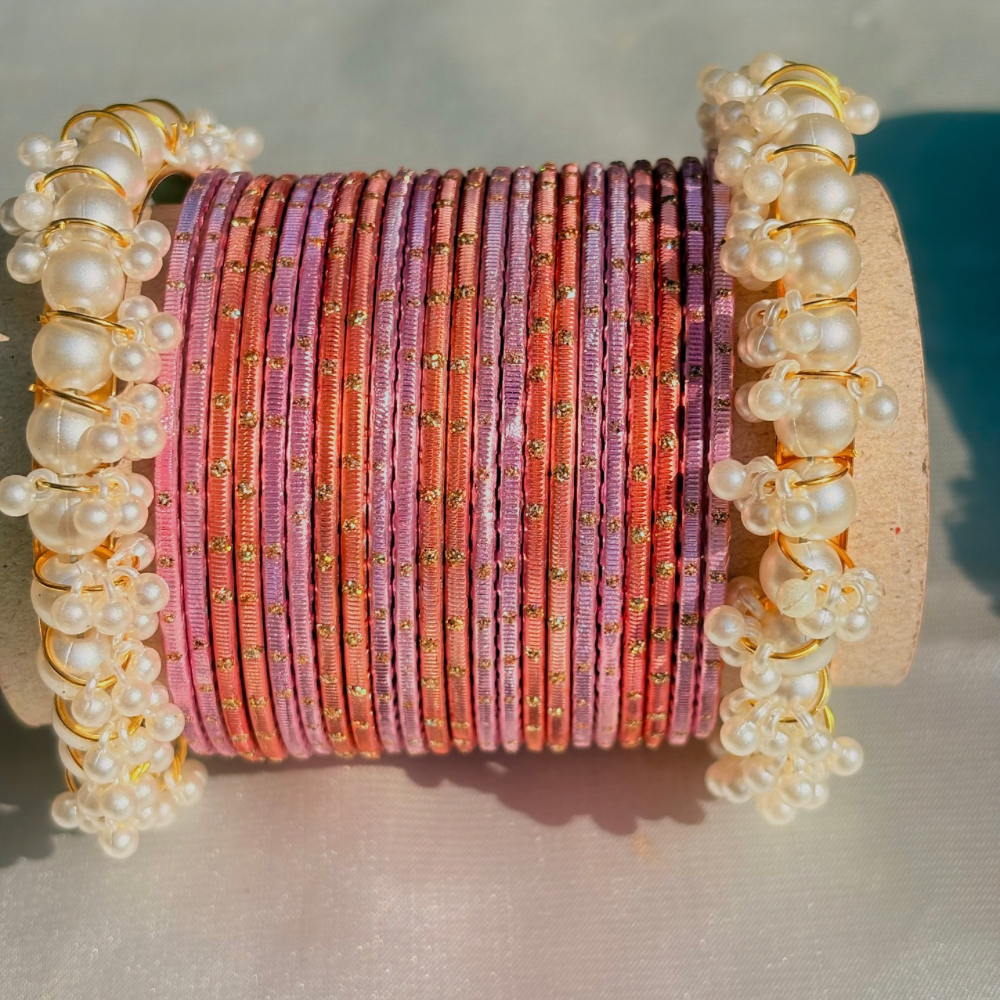 Pink and peach Bangels set