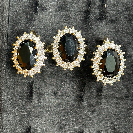 Gemstone,Zircon pearl studs and ring set