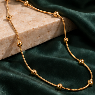 Golden Beaded Chain Necklace