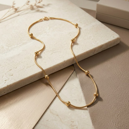 Golden Beaded Chain Necklace