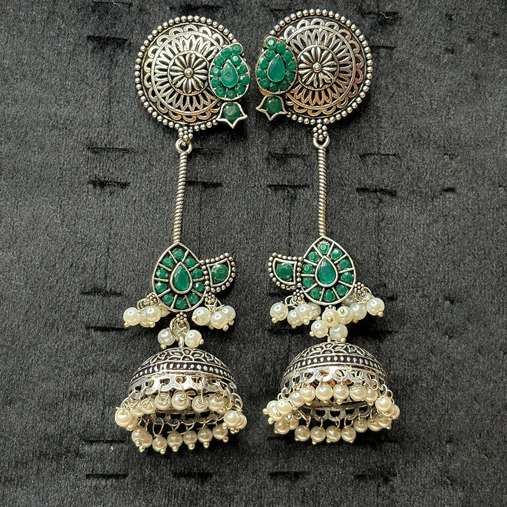 Lush Links ,Green Oxidize jhumka