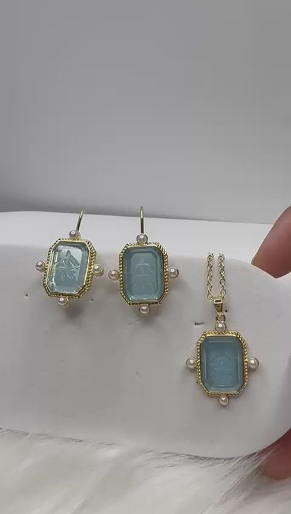 3-Piece Intaglio Necklace & Earrings